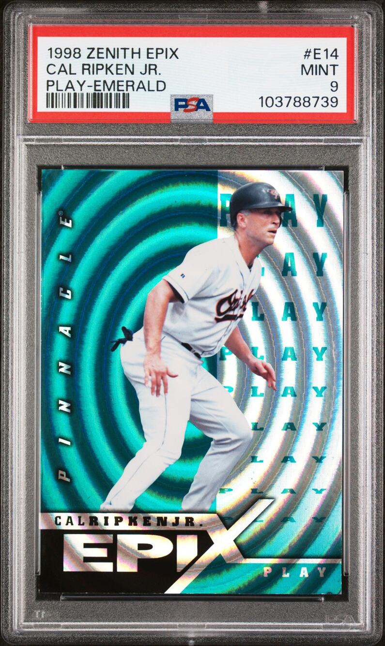 1998 Zenith Epix Play-Emerald #E14 Cal Ripken Jr PSA 9 Baltimore Orioles - Pop 2